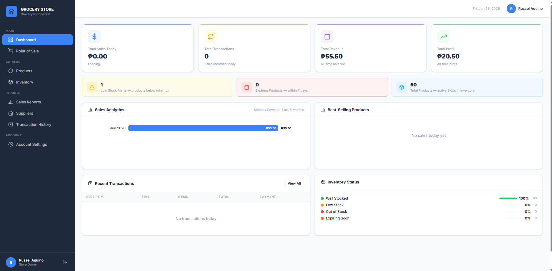 Grocery Store POS & Inventory screenshot